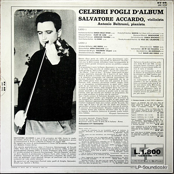 RCA KV 99 ITA CELEBRI FOGLI D'ALBUM VIOLIN ACCARDO