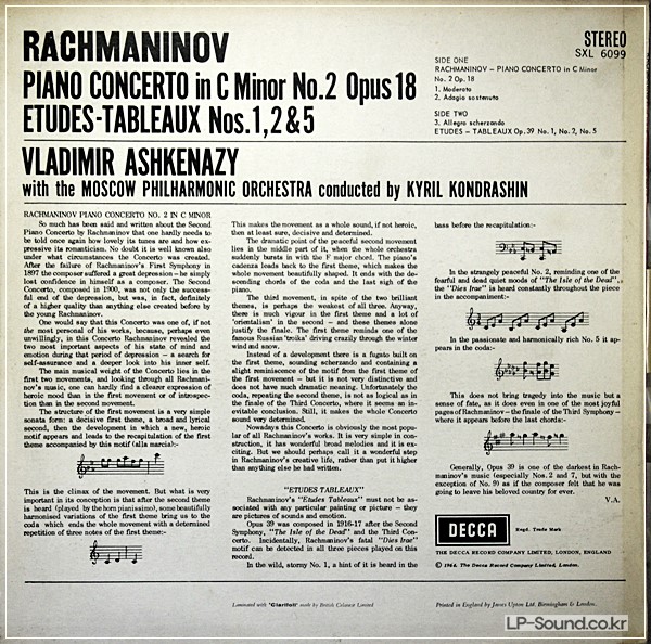 RACHMANINOV PIANO CONCERTO NO. 2   DECCA SXL 6099