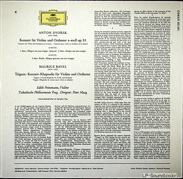 DVORAK RAVEL TZIGANE PEINEMANN DGG 139 120 SLPM