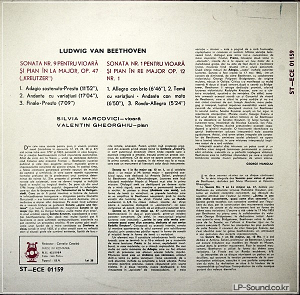 BEETHOVEN VIOLIN SONATA NO.9/1 SILVIA MARCOVICI / GHEORGHIU
