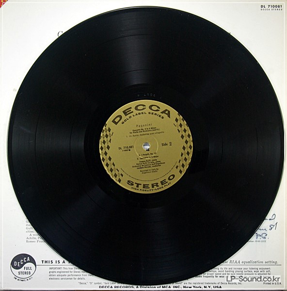 FRANCO GULLI / PAGANINI VIOLIN CONCERTO NO.5 / DECCA STEREO DL 710081