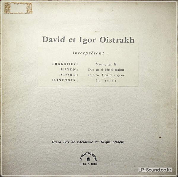 DAVID ET IGOR OISTRAKH INTERPRETENT HONEGGER &.. LE CHANT DU MONDE LDX-A 8280