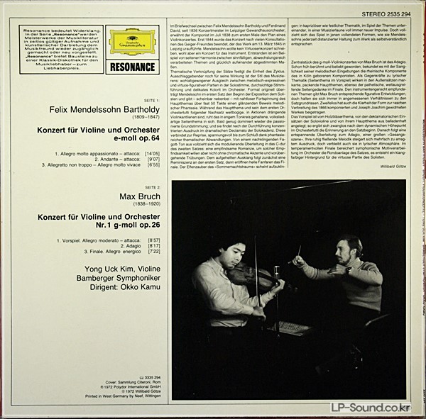 BRUCH MENDELSSOHN VIOLIN CONCERTOS KIM KAMU DGG 2535 294