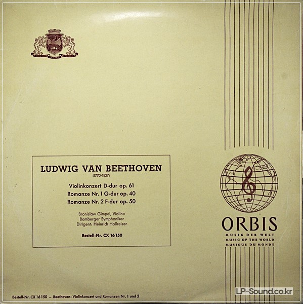 BEETHOVEN VIOLIN CONCERTO  ROMANZE  ORBIS GIMPEL CX16 150