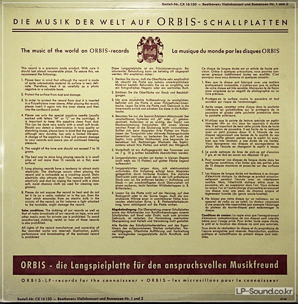 BEETHOVEN VIOLIN CONCERTO  ROMANZE  ORBIS GIMPEL CX16 150