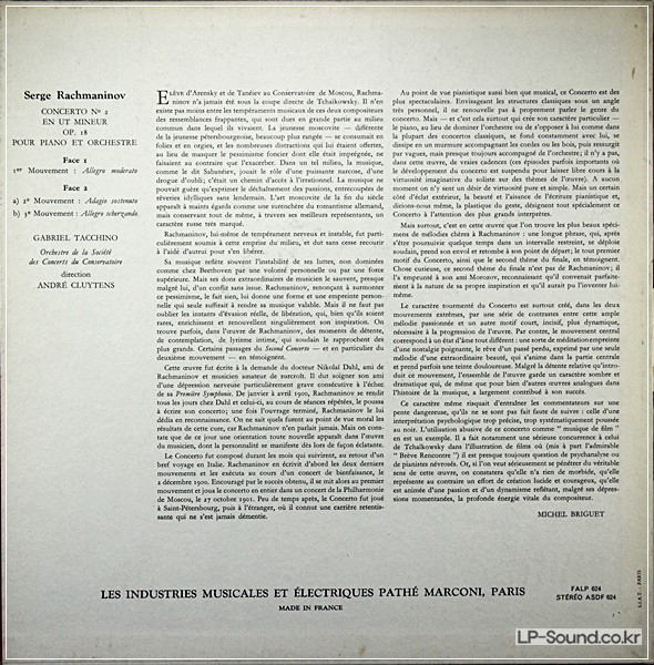RACHMANINOV PIANO CONCERTO NO. 2  TACCHINO/CLUYTENS  ASDF 624