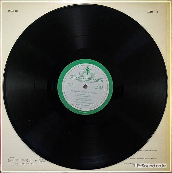 PAGANINI VIOLIN CONCERTO NO. 5 / CAPRICCIO - FRANCO GULLIMHS DRM 110 STEREO