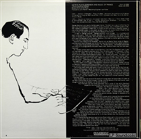 HEIFETZ GERSHWIN BROOKS SMITH RCA LIVING STEREO  LSC-2856