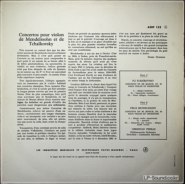 TCHAIKOVSKY – MENDELSSOHN  CHRISTIAN FERRAS – SILVESTRI  ASDF 152