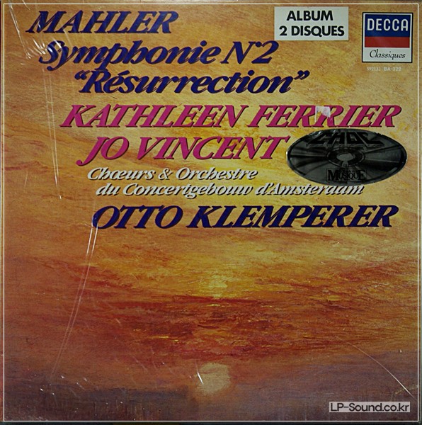 MAHLER: SYMPHONY N°2 RESURRéCTION FERRIER VINCENT KLEMPERER / DECCA LPS