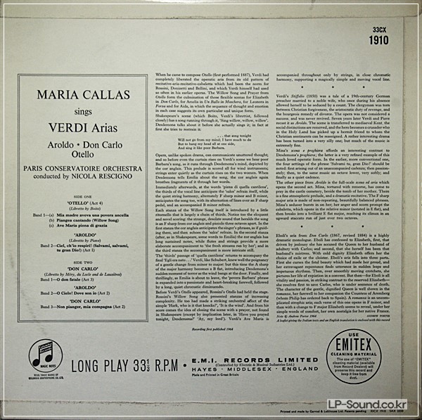 MARIA CALLAS ARIAS VERDI ORIG 33CX 1910