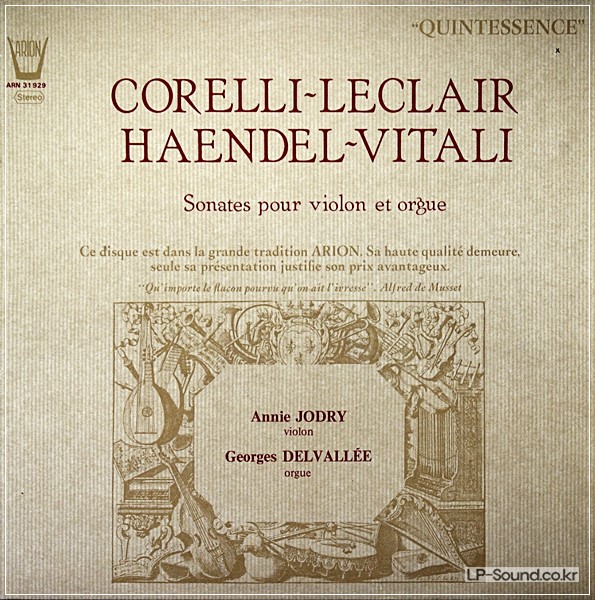 ANNIE JODRY - CORELLI LECLAIR HANDEL VITALI VIOLIN & ORGAN SONATAS ARION