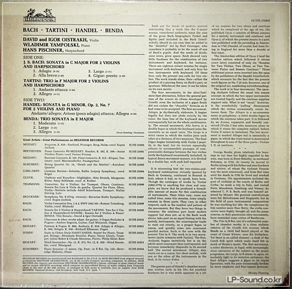 DAVID & IGOR OISTRAKH JS BACH SONATA IN C MAJOR, HELIODOR HS25009