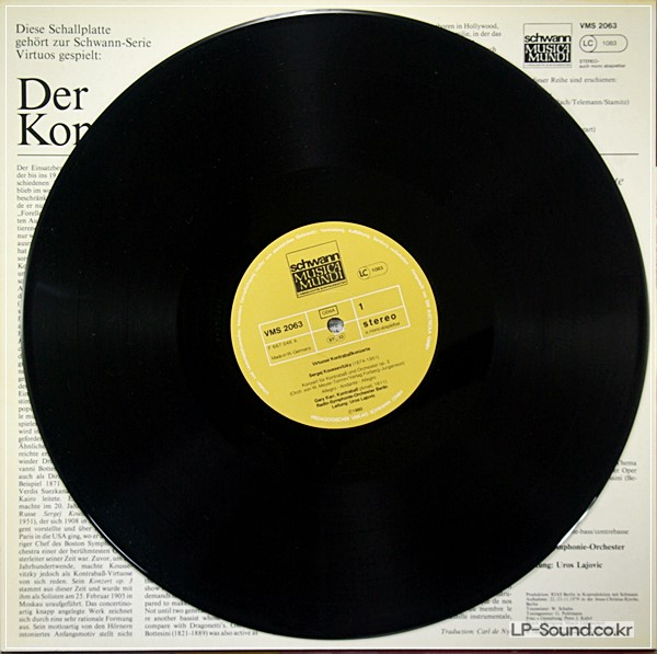 GARY KARR VIRTUOSE KONTRABAßKONZERTE SCHWANN LP DOUBLE-BASS KONTRABAß