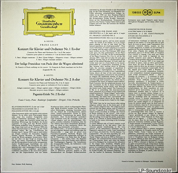 LISZT  TAMAS VASARY - FELIX PROHASKA / / DGG SLPM 138 055