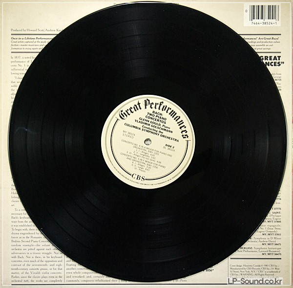 BACH: PIANO CONCERTOS 1/4/5  GLENN GOULD   CBS MY 38524