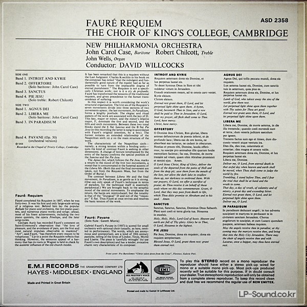 FAURE REQUIEM *KING'S COLLEGE CHOIR *WILLCOCKS  ASD 2358