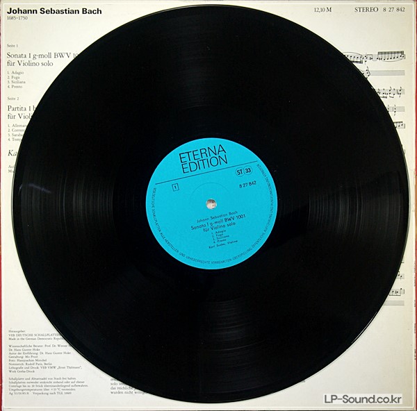 BACH SONATA & PARTITA FOR VIOLIN SOLO KARL SUSKE ETERNA ED.1 STEREO 8 27 842