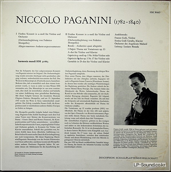PAGANINI – 5 VIOLIN CONCERTOS FRANCO GULLI HARMONIA MUNDI HM 30663