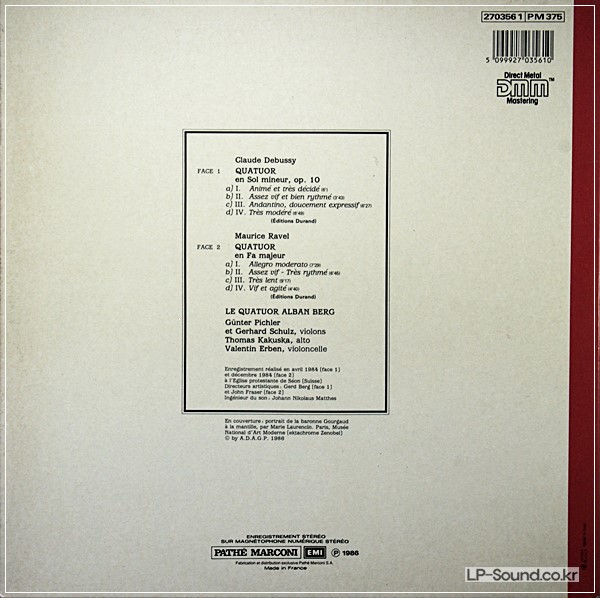 ALBAN BERG QUARTET - STRING QUARTETS  DEBUSSY RAVEL DMM LP GERMANY 1986