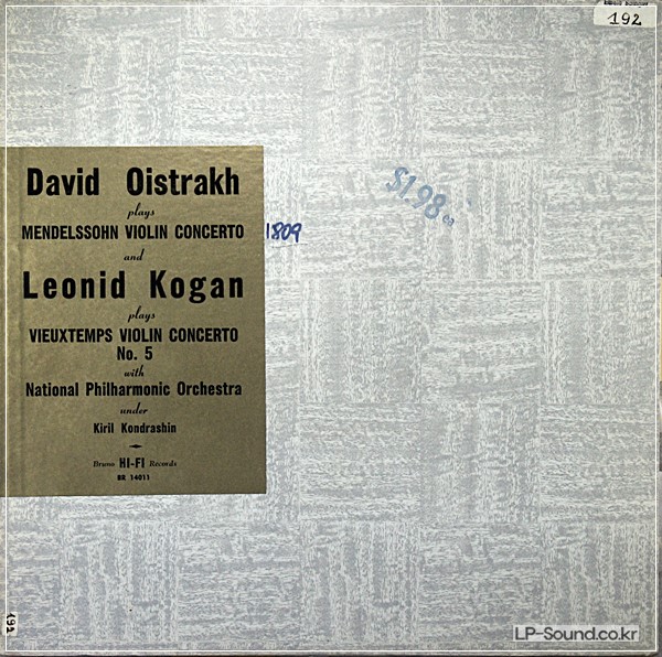 LEONID KOGAN, D. OISTRAKH: VIEUXTEMPS, MENDELSSOHN: VIOLIN CTS.BR 14011 ED1 DG