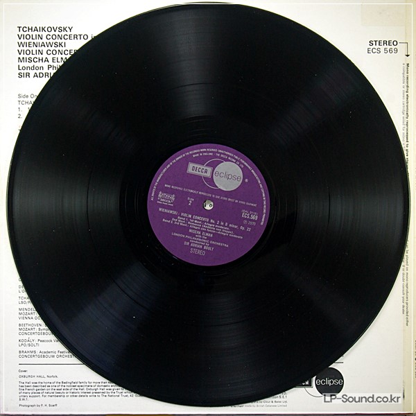 TCHAIKOVSKY WIENIAWSKI VIOLIN CONCERTOS  MISCHA ELMAN  ECS 569