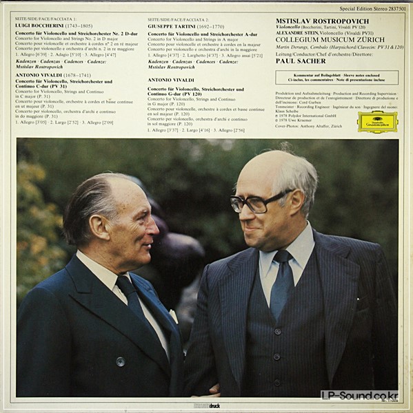 VIVALDI TARTINI BOCCHERINI ROSTROPOVICH CELLO DGG STEREO