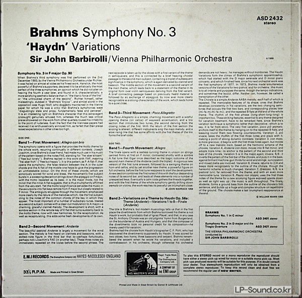 BRAHMS SYMPHONY NO.1 BARBIROLLI ASD 2401