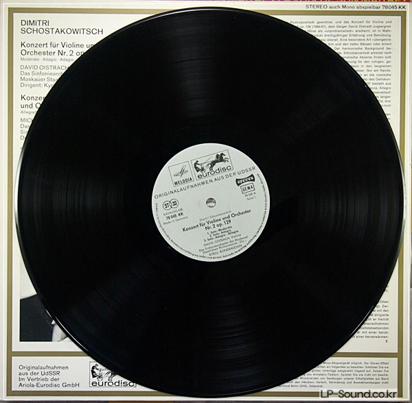SHOSTAKOVICH VIOLIN & CELLO CONCERTOS OISTRAKH CHOMITZER EURODISC 78045 KK