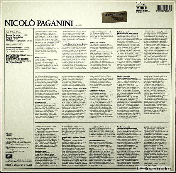 ACCARDO - PAGANINI VOL 1 .2  CHAMBER ORCH. EUROPE EMI 27 062 1  2LP SET