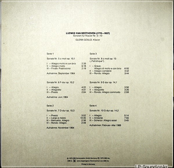 BEETHOVEN, GLENN GOULD - KLAVIERSONATEN NR. 5, 6, 7 ,8, 9, 10 GER 2LP
