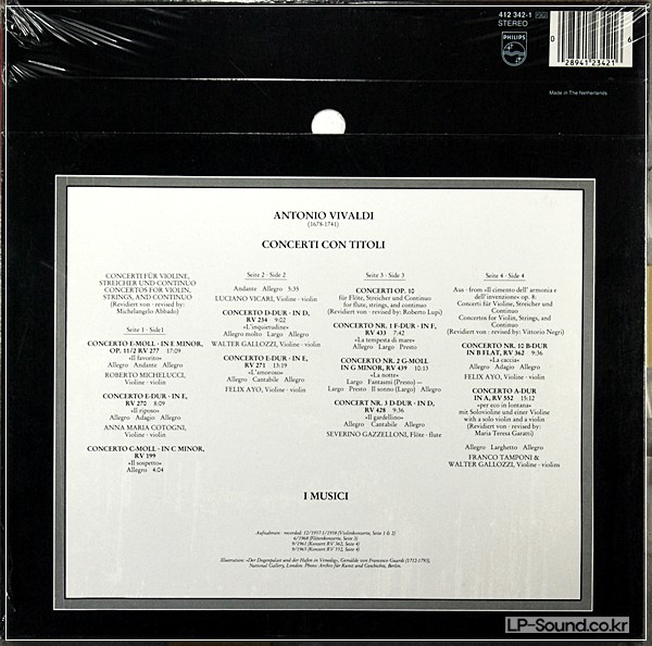 VIVALDI CONCERTI CON TITOLI  PHILPSPHILIPS– 412 342-1  2LP (NO OPEN)