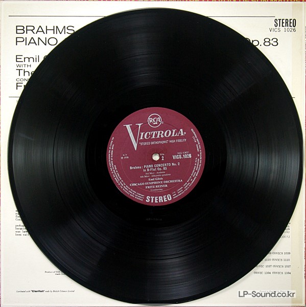BRAHMS PIANO CONCERTO NO2 GILELS REINER  RCA VICS 1026