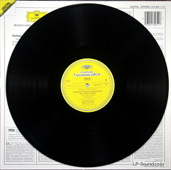 MOZART VIOLIN CONCERT SINFONIA  DG 413 461-1