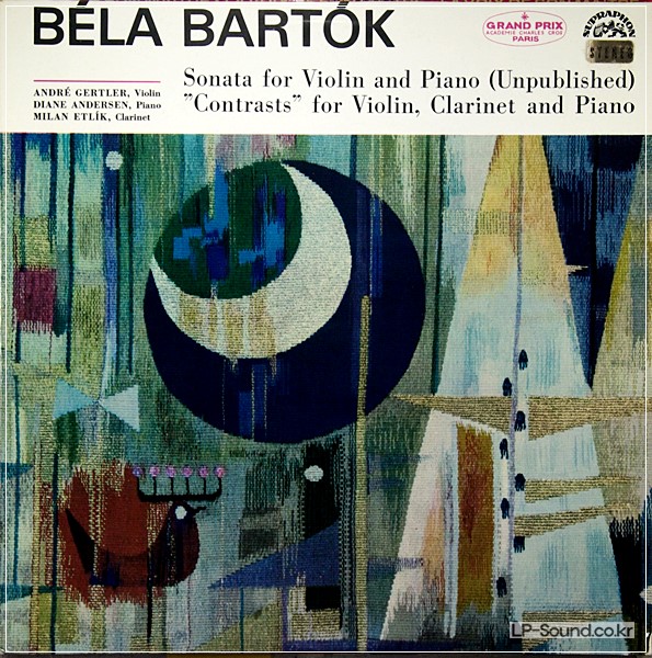 BARTOK VIOLIN SONATA CONTRASTS ANDRE GERTLER SUPRAPHON RED STEREOSUA ST 50740