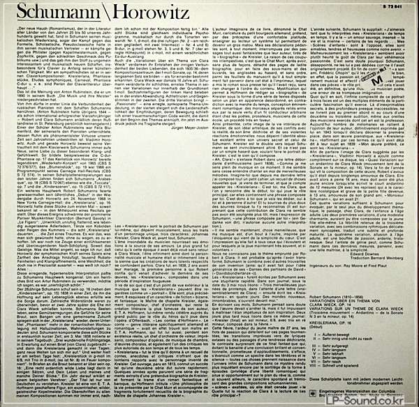 SCHUMANN VLADIMIR HOROWITZ KREISLERIANA S-70841