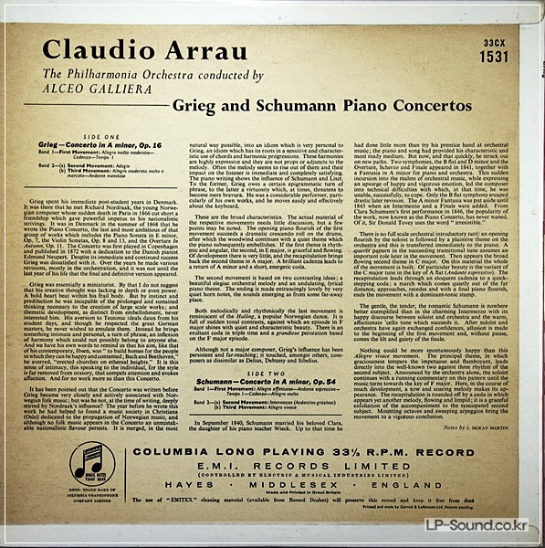 CLAUDIO ARRAU PIANO CONCERTOS GRIEG & SCHUMANN  33CX 1531