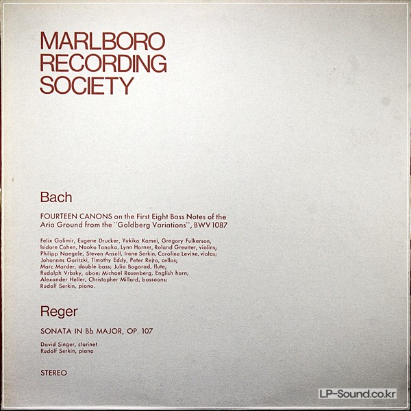 MARLBORO RECORDING SOCIETY BACH  REGER MRS 12