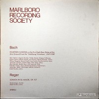 MARLBORO RECORDING SOCIETY BACH  REGER MRS 12