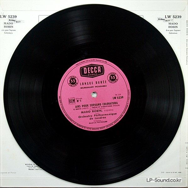 MADO ROBIN - ARIA FOR COLORATURA SOPRANO - DECCA LW 5239  10'