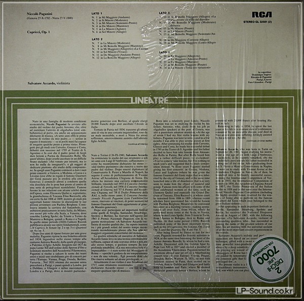 PAGANINI, 24 CAPRICCI SALVATORE ACCARDO  RCA GL 32501 2LP