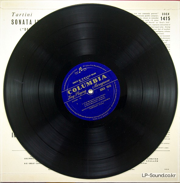TARTINI: 'DEVIL'S TRILL' SONATA - DAVID OISTRAKH **COLUMBIA 33CX 1415