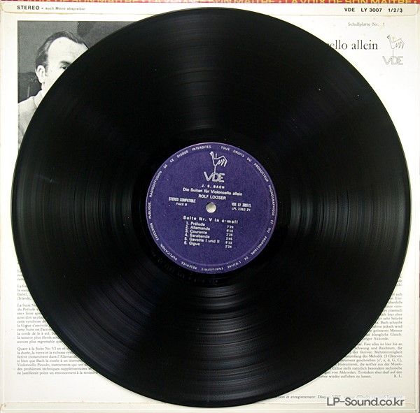 BACH DIE SUITEN FUR VIOLONCELLO ALLEIN / ROLF LOOSER  VDE LY 3007