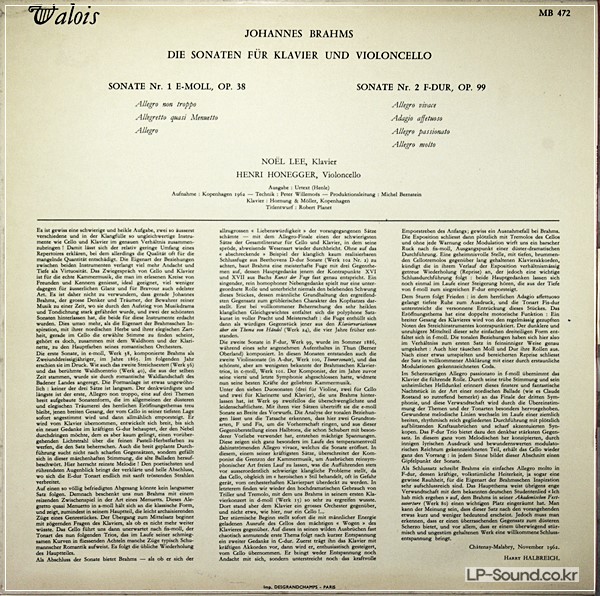 HENRI HONEGGER BRAHMS AUDIOPHILE CELLO ON FRENCH VALOIS