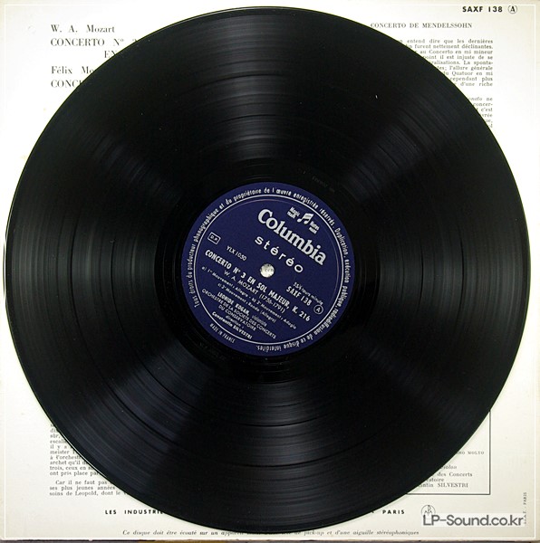 MENDELSSOHN MOZART KOGAN SILVESTRI VIOLIN CONCERTO LP COLUMBIA SAXF 138 FRANCE