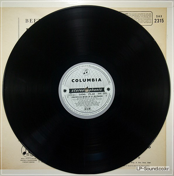 BEETHOVEN VIOLIN OISTRAKH CLUYTENS LP STEREO COLUMBIA SAX 2315