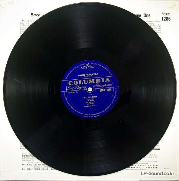 J.S.BACH THE UNACCOMPANIED VIOLIN SONATAS JOHANNA MARTZY, 33CX 1286