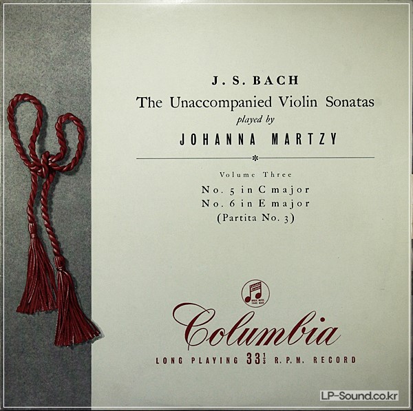 J.S.BACH THE UNACCOMPANIED VIOLIN SONATAS JOHANNA MARTZY, 33CX 1288