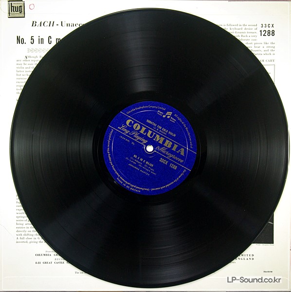 J.S.BACH THE UNACCOMPANIED VIOLIN SONATAS JOHANNA MARTZY, 33CX 1288