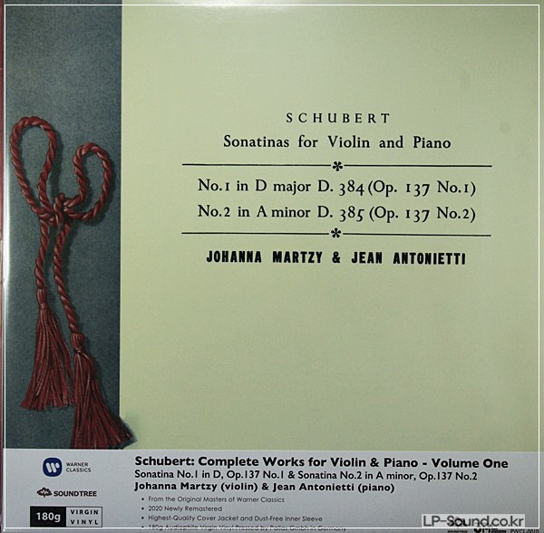 SHUBERT:  VIOLIN SONATA NO1/2  JOHANNA MARTZY, 33CX 1359